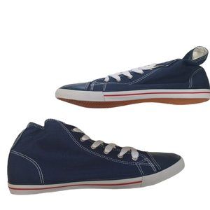 ASOS Men's White and Blue Shoes Size 10,5 Mid Top Plimsolls